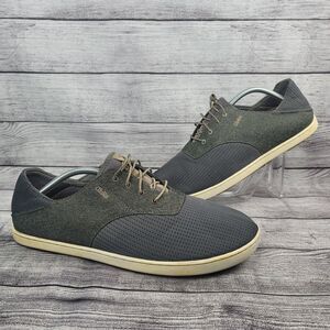 OluKai Nohea Moku Mens Size 12 No Tie Boat Shoes Black Beach Slip On